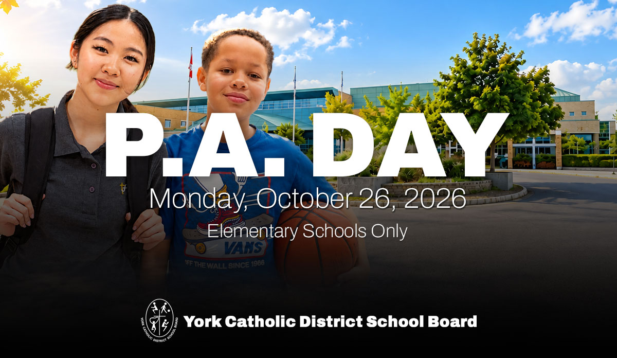 YCDSB Elementary P.A. Day: Monday, October 26, 2026